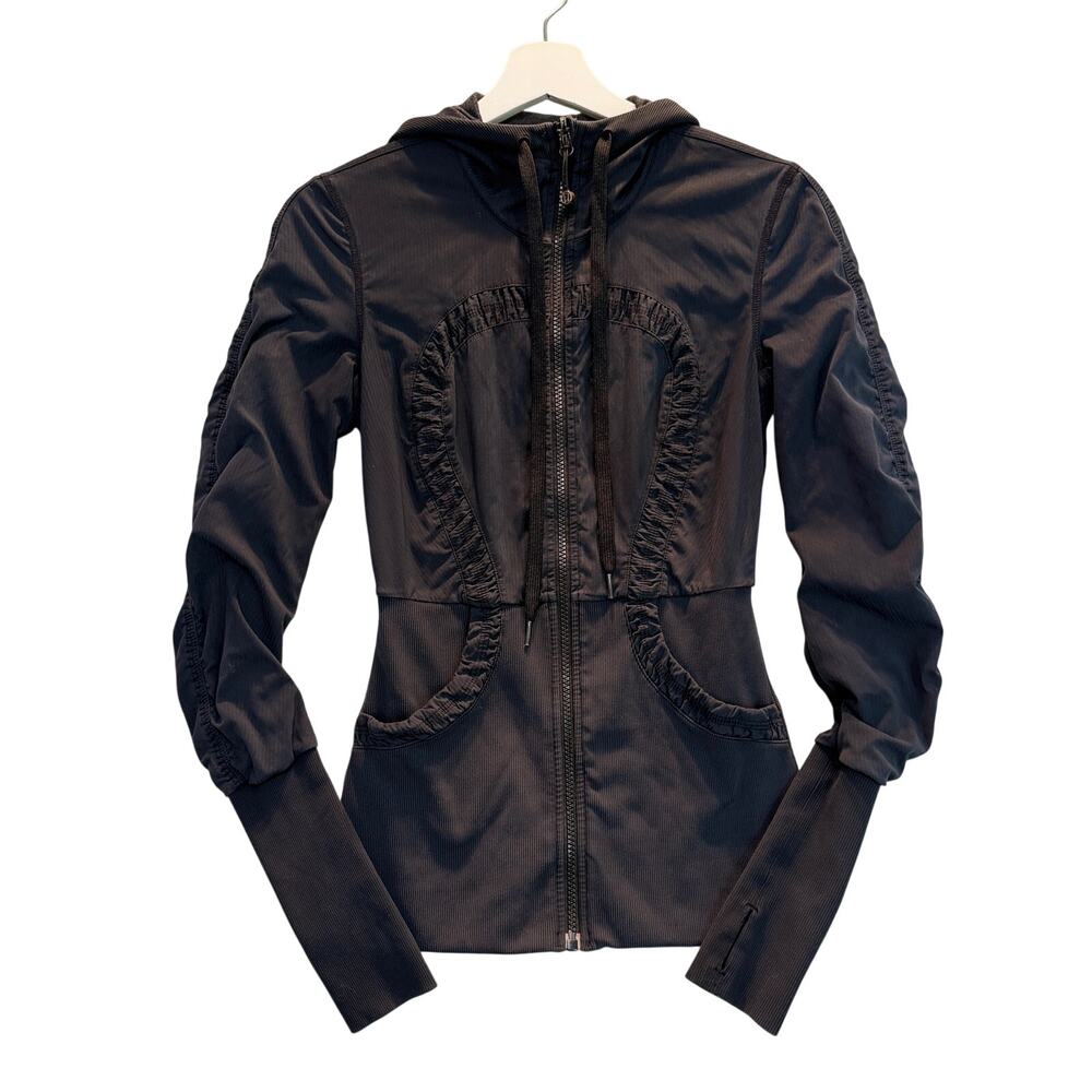 Lululemon Jacket Womens 4 Black Dance Studio Hooded Full Zip Athleisure Yoga